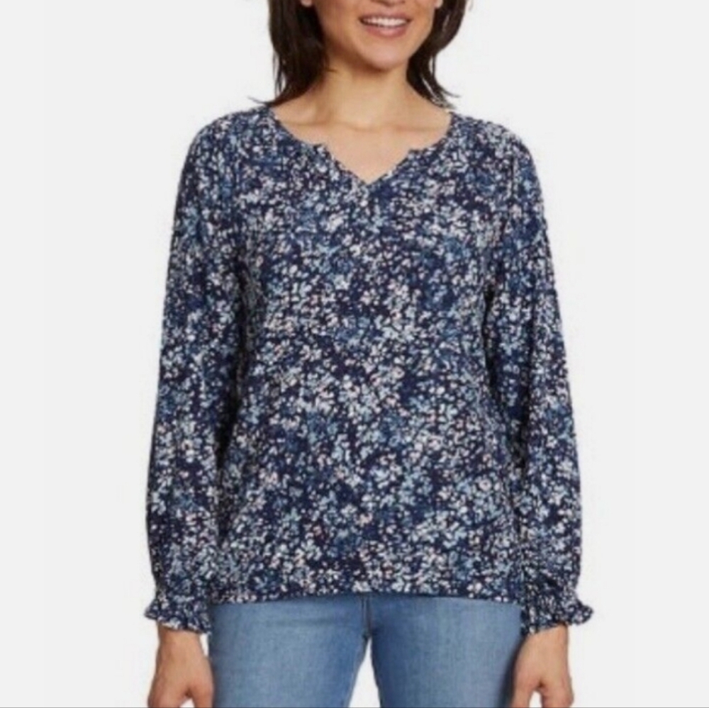 NWOT Floral Blue Women's Blouse